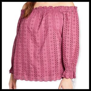 Off the shoulder eyelet blouse